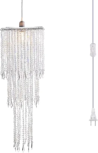 Miniatura 13 de Candelabro colgante con cuentas de acrílico iridiscente brillante, 3 niveles, 10.25 pulgadas de diámetro x 30 pulgadas de alto