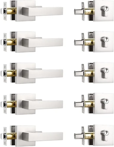 Miniatura 36 de KNOBWELL - Pomo resistente para puertas exteriores con cerradura de seguridad de doble llave y cuadrada; juego de picaportes para puertas