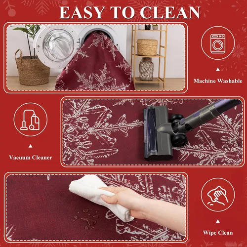 Miniatura 6 de U'Artlines Tapete de Navidad para puerta delantera, 32 x 48 pulgadas, vintage, de invierno, resistente a la suciedad, tapete de goma antideslizante
