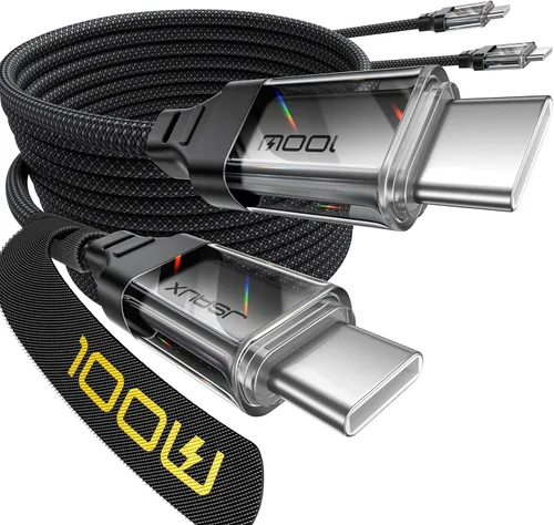 Miniatura 9 de JSAUX Cable USB C a USB C de 100 W [2 unidades de 6.6 pies], cable de carga rápida tipo C compatible con iPhone 17/iPhone Air/iPhone 17 Pro/iPhone