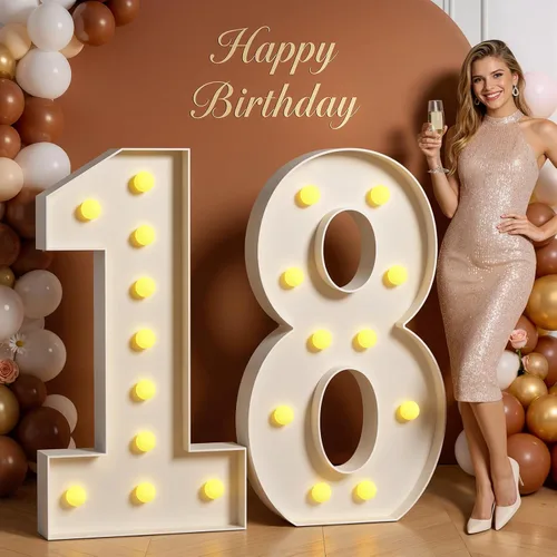 Miniatura 84 de Números de marquesina de 4 pies de alto, 4 pies de alto, números grandes iluminados 0 para 30, 40, 50, 60, decoración de fiesta de cumpleaños