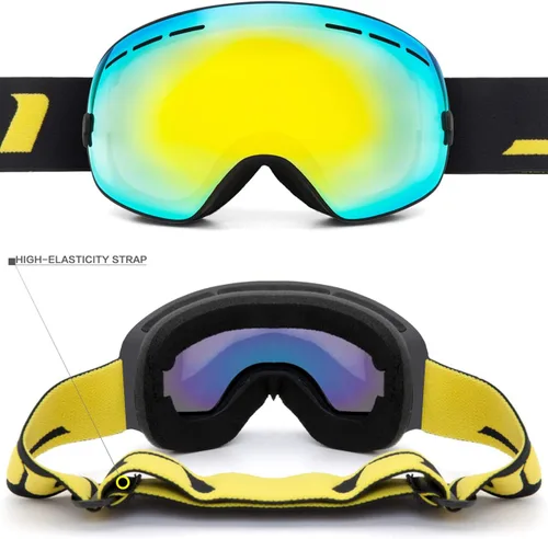 Miniatura 7 de Juli - Gafas de esquí para niños, lentes esféricas intercambiables de doble capa, gafas de nieve OTG antivaho para snowboard y patinaje de 4 a 16