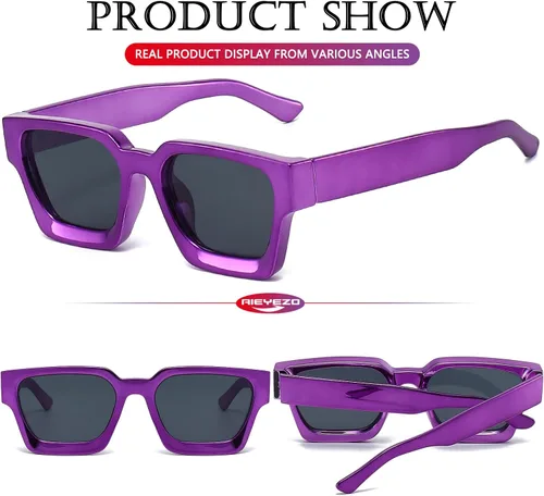 Miniatura 118 de AIEYEZO Gafas de sol cuadradas para mujeres y hombres, gafas de sol cuadradas con montura gruesa, estilo de diseñador simple
