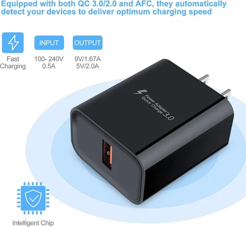 Miniatura 3 de Enchufe de cargador USB, carga rápida 3.0, bloque de carga rápida, caja de cubo para iPhone, Samsung Galaxy S23 A14 A54 S22 S21 Note20 S10 A10e S9