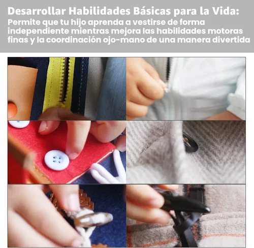 Miniatura 6 de Esjay Tabla de Actividades para Niños Pequeños, Juguetes Montessori para Aprender Habilidades Motoras Finas, Tablero Sensorial Educativo para Niños