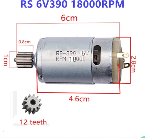 Miniatura 2 de 6V390 18000RPM Motor eléctrico universal RS390 6V Motor Drive Accesorio de motor para niños paseo en coches niños paseo en juguetes piezas