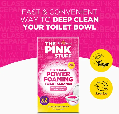 Miniatura 7 de Stardrops - The Pink Stuff - Limpiador de inodoro con espuma Miracle Power - 2 tratamientos - Paquete de espuma rosa autoactivante de 1 (7 onzas)