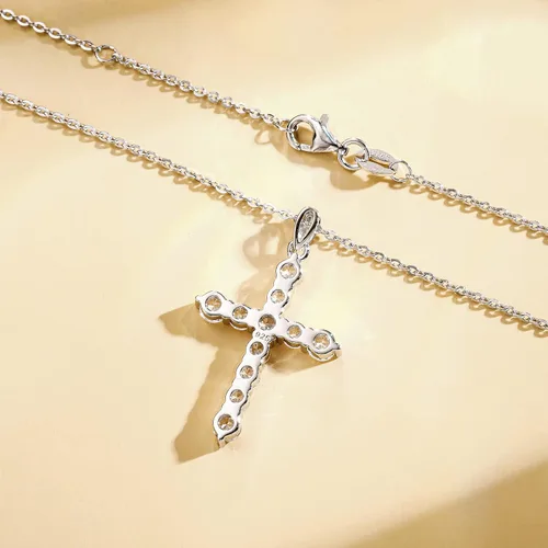 Miniatura 8 de Carleen Yellow Gold Plated Sterling Silver Cubic Zirconia CZ Simulated Diamond Cross Crucifix Pendant Necklace Jewelry Easter Gift for Women Girls