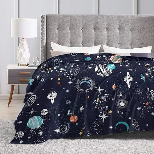 Miniatura 4 de SARA NELL Manta espacial para niños, manta espacial de franela de forro polar, ultra suave y esponjosa, para sofá, sistema solar, constelación
