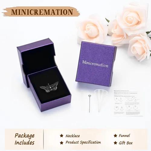 Miniatura 44 de Minicremation Joyas de cremación para cenizas – Collar conmemorativo de mariposa con colgante de urna para cenizas de seres queridos
