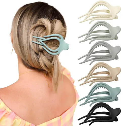 Miniatura 11 de Pinzas de pelo planas French Concord - 6 piezas, pinzas de pelo curvas sin deslizamiento, pinzas de agarre para volumen, pinzas de pelo para mujeres