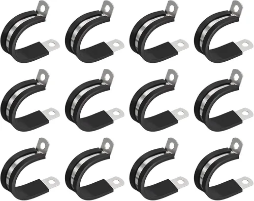 Miniatura 8 de uxcell Abrazadera de cable de 1/2 pulgada (0.472 in) de acero inoxidable 304 Abrazadera aislada acolchada de goma de acero inoxidable en forma de R