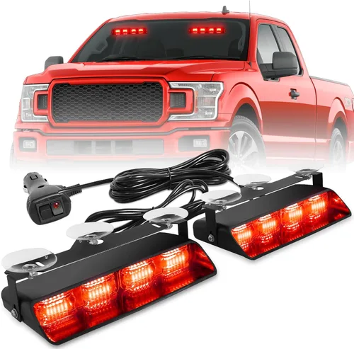 Miniatura 8 de HLauto 2002L Luces estroboscópicas de emergencia para salpicadero: luces de seguridad ámbar, luces de advertencia intermitentes para parabrisas