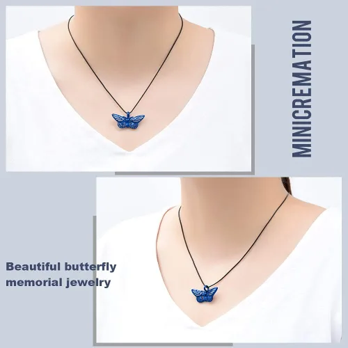 Miniatura 36 de Minicremation Joyas de cremación para cenizas – Collar conmemorativo de mariposa con colgante de urna para cenizas de seres queridos