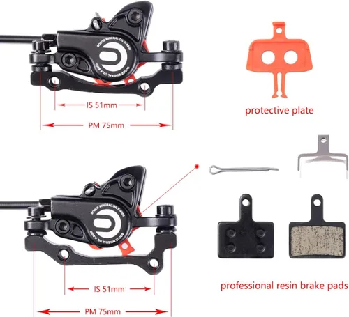 Miniatura 5 de Cyclon Juego de Frenos de Disco Hidráulicos MTB, Frenos Hidráulicos de Aleación de Aluminio Negro/Rojo para Bicicleta de Montaña, Freno Hidráulico