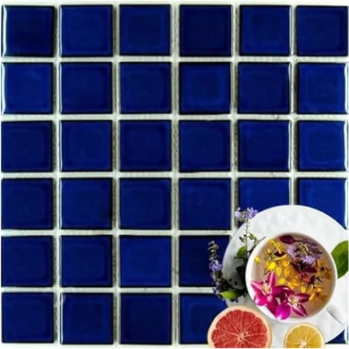 Miniatura 10 de Tenedos Azulejo de mosaico de porcelana con patrón cuadrado azul cobalto de alta calidad de 2 x 2 pulgadas (no se pega ni se pega) para cocina