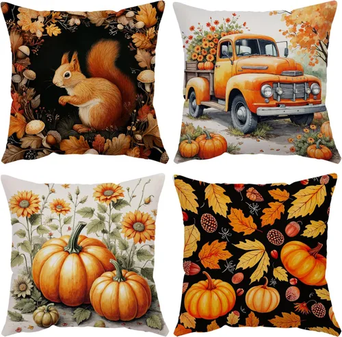 Miniatura 18 de Fundas de Almohada Feliz Navidad 12x12 Juego de 4 Fundas de Almohada de Terciopelo de Navidad Rosa Navidad Invierno Vacaciones Fundas de Almohada