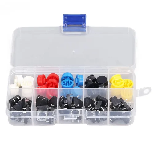Miniatura 6 de Juego de 25 piezas de interruptor táctil táctil momentáneo multicolor interruptor táctil redondo 0.472x0.472x0.287 in 4 pin Micro interruptor táctil