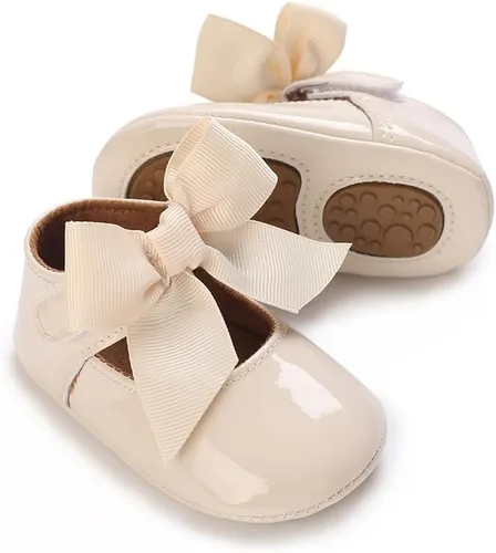 Miniatura 3 de LAFEGEN Zapatos planos Mary Jane para bebés y niñas con Bownot, suela suave, suela suave, piel sintética, recién nacidos, para primeros pasos