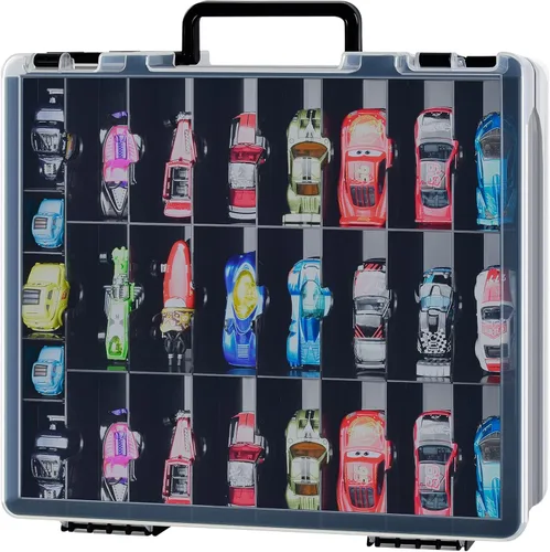 FULLCASE Organizador de juguetes de almacenamiento compatible con Hot Wheels Car, contenedor para coches Matchbox, mini juguetes, muñecas pequeñas,