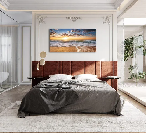 Miniatura 7 de Jiuqinghua Lienzo decorativo grande para pared, diseño de amanecer sobre el mar, 1 panel, océano, playa, olas, paisaje, pintura, obra de arte