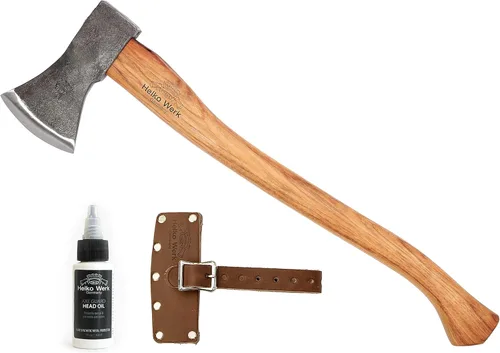 1844 Helko Werk Germany Hacha tradicional de carpintería de la Selva Negra, hecha en Alemania, Hacha Bushcraft forjada a mano y hacha forestal para