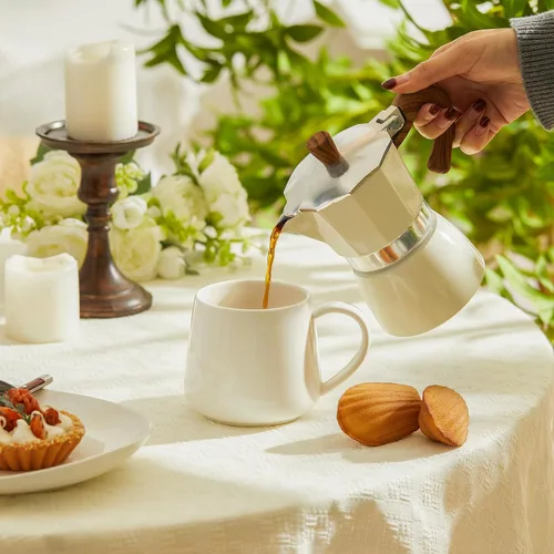 Miniatura 6 de Sweese Juego de 6 tazas de café de porcelana, tazas de café de 12 onzas con asa para café, té, cacao, tazas de café azules de colores surtidos
