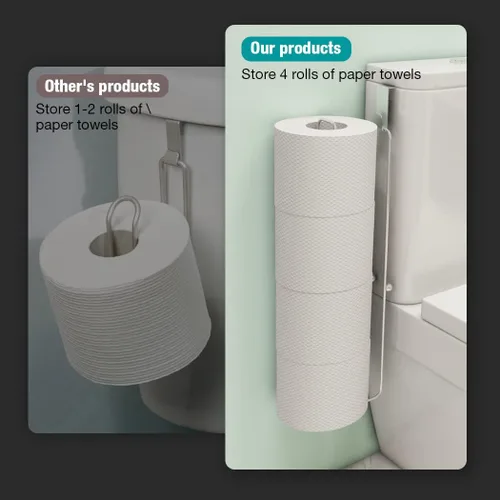 Miniatura 45 de Conworld Soporte de pared para almacenamiento de papel higiénico, dispensador portarrollos de papel higiénico sobre el tanque de reserva