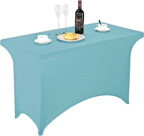 Miniatura 15 de LZY Cubierta de Mesa Elástica Ajustable de Spandex para Mesa Plegable de 6 pies, 4 pies o 8 pies, Mantel de Cóctel Rectangular, Perfecto para Champn