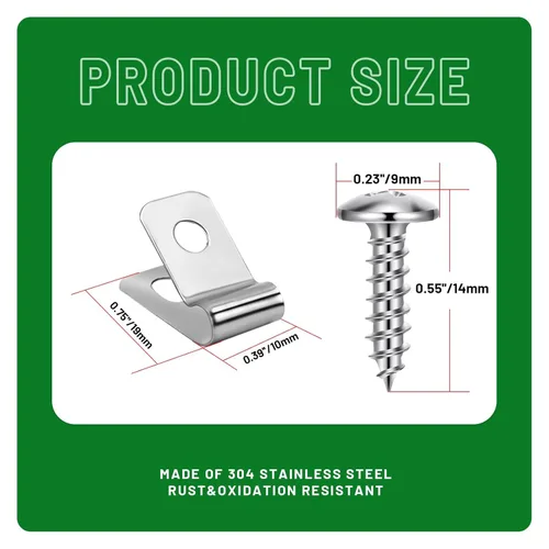 Miniatura 2 de 50 Piezas Abrazaderas de Alambre para Cerca Clips de Montaje para Cercado Agrícola, Clips de Alambre de Acero Inoxidable con Tornillos Clips