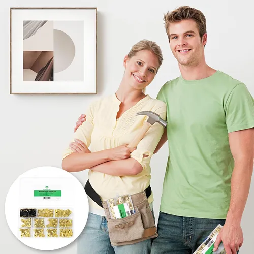Miniatura 7 de Kit para colgar cuadros con ganchos y clavos surtidos, ganchos resistentes para marcos, arte de pared y espejos, juego de accesorios para colgar