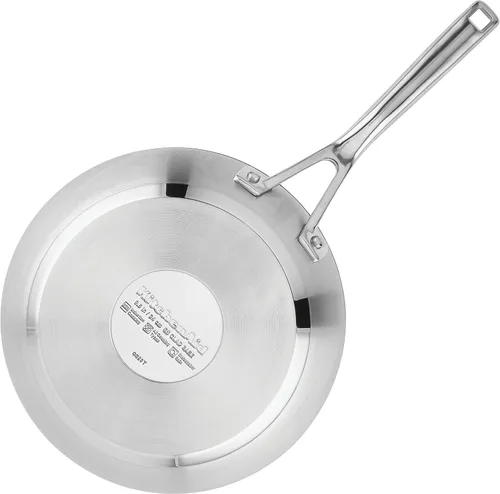 Miniatura 11 de KitchenAid - Cacerola de acero inoxidable cepillada base de 3 capas con tapa