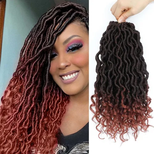 Miniatura 57 de Trenzas postizas Goddess, 6 paquetes de 18 pulgadas, cabello lacio, trenzado con ganchillo, para mujeres negras, trenzas postizas ombre con puntas