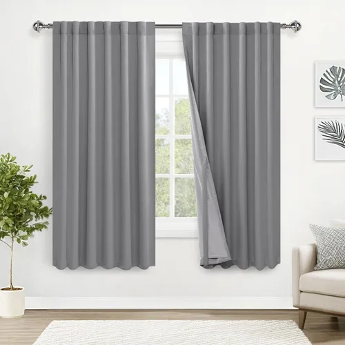 Miniatura 48 de XWZO Cortinas blancas 100% opacas con alzapaños, 2 capas gruesas completamente sombreadas con bolsillo para barra y pestaña trasera, cortinas
