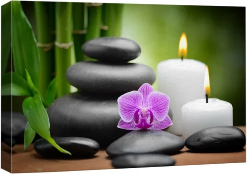 Miniatura 37 de Wall26 - Arte de pared estampado en lienzo con diseño de rocas negras en un lago tropical verde sereno, naturaleza floral, fotografía, realismo