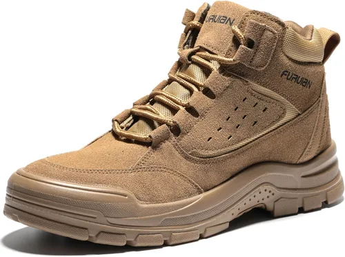 Furuian - Botas de trabajo unisex con punta de acero, cómodas y ligeras para hombres, con resistencia al deslizamiento, puntera de acero, zapatos de