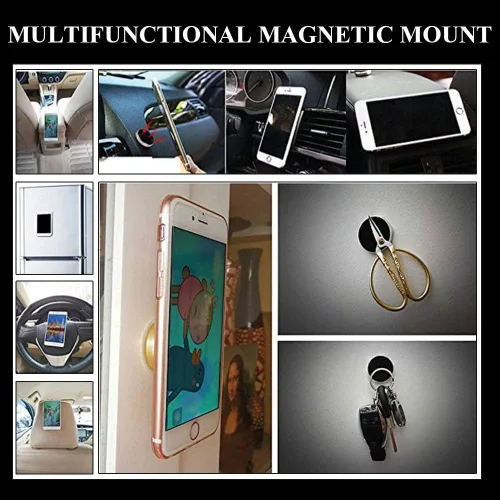 Miniatura 2 de SALEX Soportes magnéticos para teléfono, paquete de 2 con adhesivo 3M. Soporte plano negro para teléfono celular para tablero de automóvil, camión