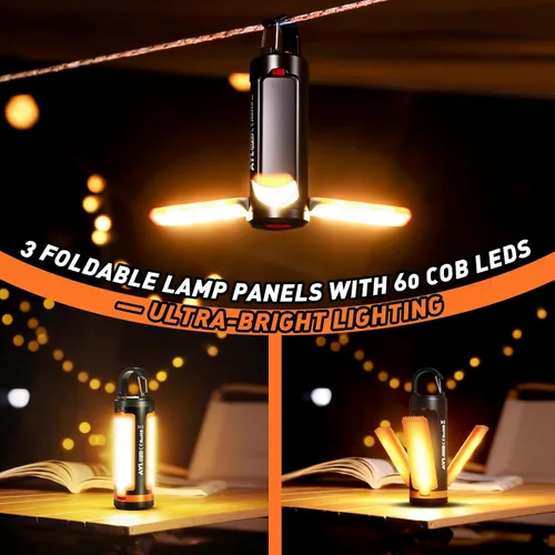 Miniatura 8 de AYL - Linterna portátil recargable LED para campamento, lámpara ligera recargable por USB, linterna LED, equipo de supervivencia para el hogar, luz