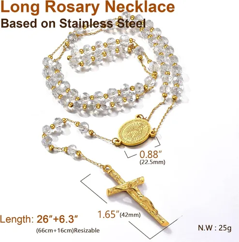 Miniatura 5 de ChainsProMax Collar con rosario de Virgen MaríaSan Cristóbal y San Miguel para mujer, foto personalizadatexto disponible-Envía caja de regalo