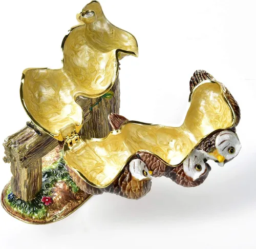 Miniatura 2 de KALIFANO Joyero decorativo para mujer con cristales Swarovski y piedras preciosas con forma de pájaros, hecho para almacenamiento y organización