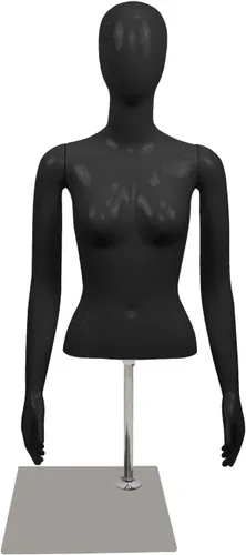 2 piezas de maniquí femenino negro Torso altura ajustable brazos desmontables vestido forma exhibición w/metal soporte