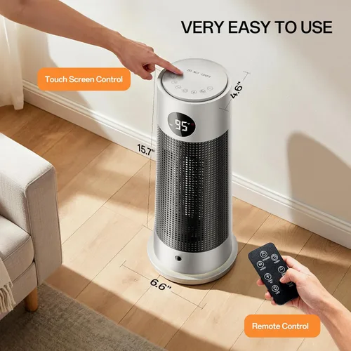 Miniatura 3 de Calentadores de espacio para uso en interiores, calentador eléctrico portátil con luz nocturna, calentador de cerámica PTC de 1500 W con 4 modos