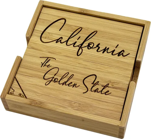 Miniatura 3 de Totally Bamboo California State Puzzle - Juego de posavasos de bambú de 4 piezas con estuche