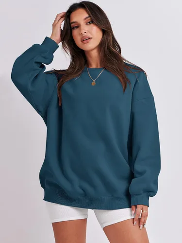Miniatura 5 de ANRABESS Sudadera de gran tamaño para mujer, de forro polar, manga larga, cuello redondo, informal, para otoño 2023, ropa de moda