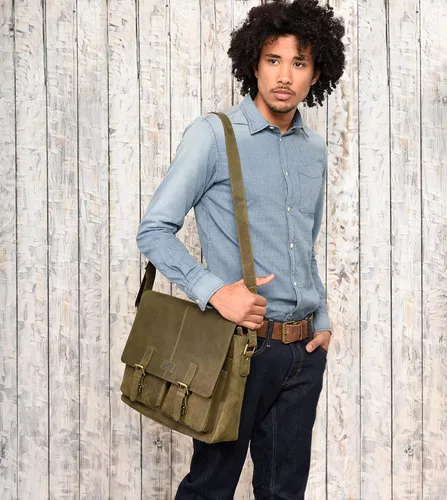 Miniatura 6 de LEABAGS Maletines de cuero para hombre - Bolso Cambridge de cuero genuino para portátil de 15 pulgadas - Bolso de mensajero vintage