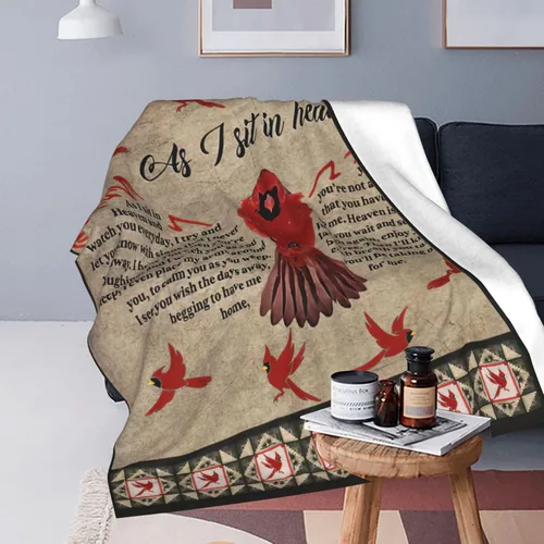 Miniatura 4 de Manta de Cardenal Rojo Heaven Cardinal Decor Manta de Tiro Regalos para Niñas Niños As I Sit in Heaven Ropa de Cama de Sofá Súper Cálida Suave Felpa