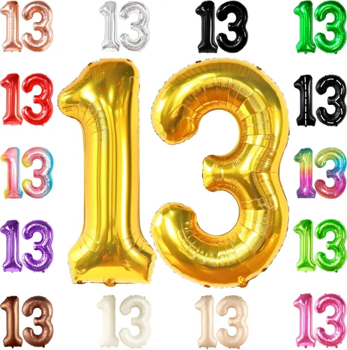 Miniatura 16 de KatchOn, Globos negros enormes del número 13, 40 pulgadas, globo negro de cumpleaños número 13 para decoraciones de cumpleaños de 13 para niños