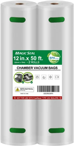 Miniatura 10 de MAGIC SEAL Bolsas selladoras al vacío de cámara de 15 pulgadas x 50 pies, bolsas suaves para almacenamiento de alimentos para preparación de comidas