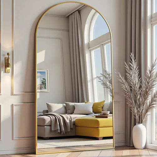 Miniatura 20 de Prywot Espejo arqueado de cuerpo completo, 70"x26" Espejo de pie independiente, Espejos modernos de cuerpo completo con soporte, Espejos de pared
