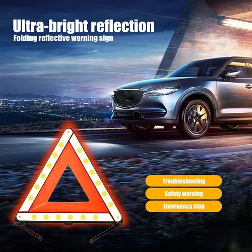 Miniatura 4 de gunhunt Paquete de 1 triángulos de advertencia estándar, advertencia de emergencia triangular reflectante, triángulo de seguridad plegable, señal